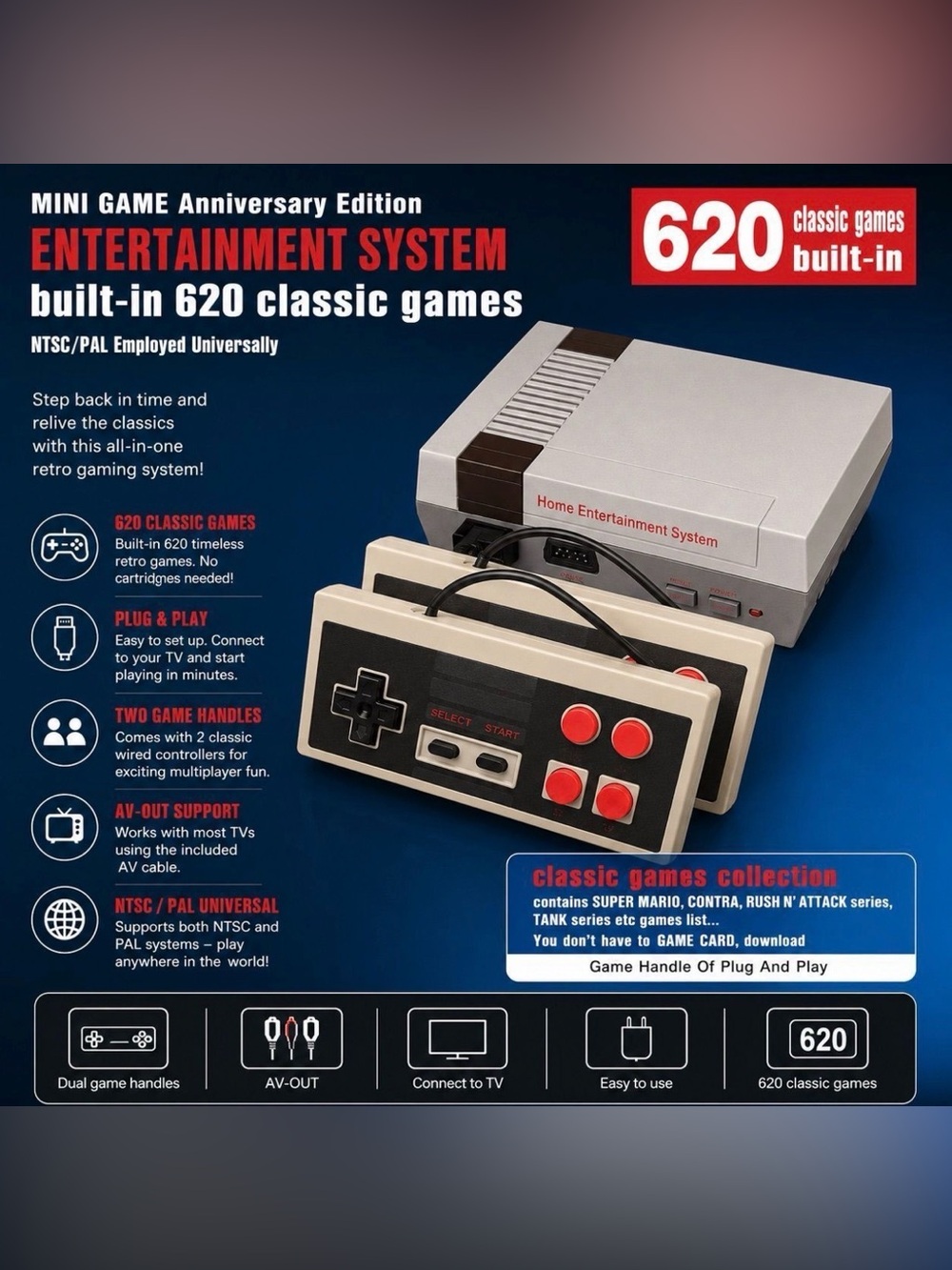 Home Entertainment Nintendo System - 620 Classic Games
